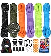 MONOBIN Reflective Paracord Kit for Bracelets Making,6 Colors 20 Feet Reflective Paracord Bulk Co...