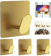 GARGIER Gold Adhesive Hooks for Wall Hanging - Fit for Coat Door Towel Hooks for Bathrooms Decora...
