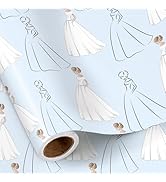 RUSPEPA Wedding Wrapping Paper Roll, Mini Roll, Elegant Bride Illustration with Wedding Dresses D...