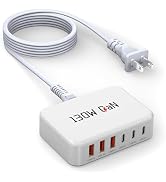 Boyunenge USB C Type C Power Adapter, 130W 6 Port Fast Charger Charging Station Block Charger Com...