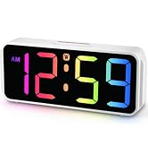 Peakeep Tiny Small Digital Alarm Clock Plug in for Kids Bedroom Bedside Nightstand, 8 RGB Colors ...