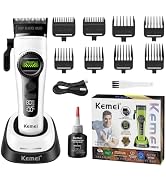 KEMEI Hair Clippers for Men Barber Clippers with 5-Speed Adjustable Motor | 2500 mAh DLC Blade Ha...