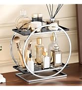 YIWANFW 2-Tier Bathroom Organizer Countertop, Silver Black Perfume Organizer for Dresser, Multi-P...