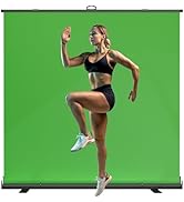 WASJOYE Large Green Backdrop Screen - 79 x 79 in Portable Retractable Panel Photo Background with...