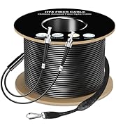 HYX FIBER CABLE-ST to ST Single Mode Fiber Patch Cable,500ft/150m,ST-ST Outdoor Armored Fiber Opt...