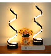 BESKETIE Modern Table Lamp Set of 2, Dimmable Spiral Table Lamps for Nightstand, 12W LED Desk Lam...
