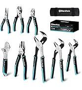 DURATECH 8-Piece Pliers Set, Premium Cr-V/Cr-Ni Construction, (12", 10", 8" Groove Joint Pliers, ...