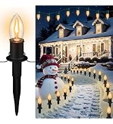PerPaiMe C9 Christmas Pathway Lights Outdoor LED - 24.2 Feet String Lights with 20 Bulbs, Waterpr...