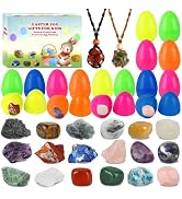 18Pcs Prefilled Easter Eggs with Crystals and Healing Stones, Easter Basket Stuffers for Teens Wo...