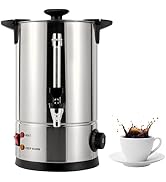 KeruRome 50 Cups Stainless Steel Coffee Urn Commercial Extra Large Hot Water Urn 8L/2.11gal Large...