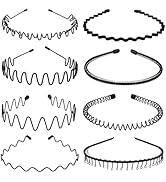 LERNOU Metal Headbands for Men and Women - Wavy Adjustable Wire Hair Bands, Unisex Non-Slip Elast...