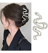 1Pcs Snake Hair Claw Clips Metal Silver Hair Clip Elegant Snake Design Large Claw Clip for Thick ...