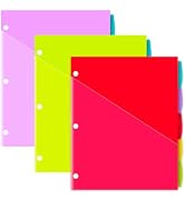 INFUN Plastic 5-Tab Binder Dividers with 2 Pockets - 3 Sets,15PCS Multicolor 2 Pocket Dividers wi...
