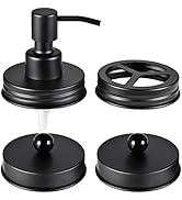 Komashr Mason Jar Bathroom Accessories Lids Set(4pcs) - Jars Not Included - Soap Dispenser,Toothb...