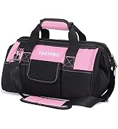 FASTPRO 14-Inch Pink Tool Bag for Women, Zip-top Wide Mouth Open Tool Organizer, with Adjustable ...