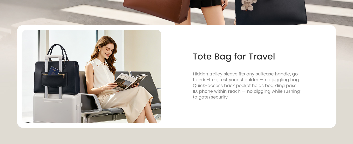 Travel-ready with hidden trolley sleeve. Slip onto any suitcase handle boarding pass stays close.