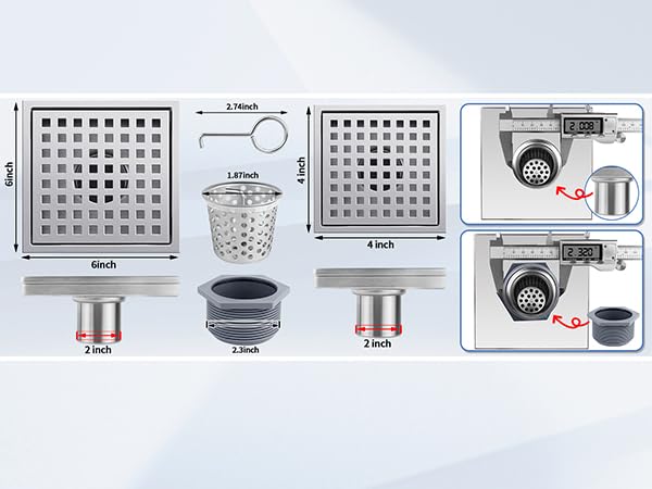 304 Stainless Steel Square Shower Drain