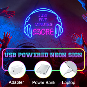 USB Powered Neon Light Sign for Gamer Zone Video Teen Room Bedroom Wall Art Decor