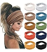 10 PCS Women Headbands African Wide Hair Wrap Extra Turban Head Bands for Lady Large Sport Workou...