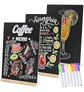 Double-Sided Small Chalkboard Signs (8 x 12 Inch) - Set of 3 with Stand & 7 Liquid Chalk Markers ...