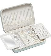 NGVRC Genuine Leather Travel Jewelry Organizer Case Box with Mirror for Women, Small Mini Portabl...