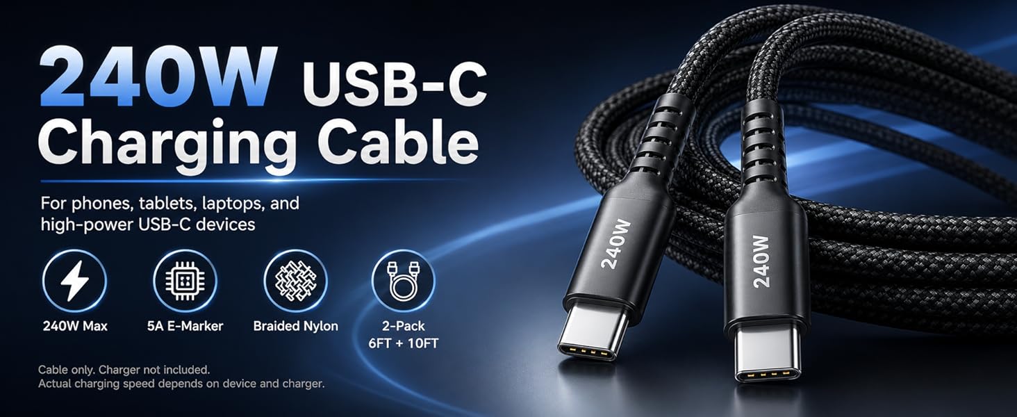 240w USB C to USB C Cable