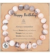 Fmeida Birthday Gifts for Women - Natural Stone Stretch Bracelets for 30th 35th 40th 45th 50th 60...