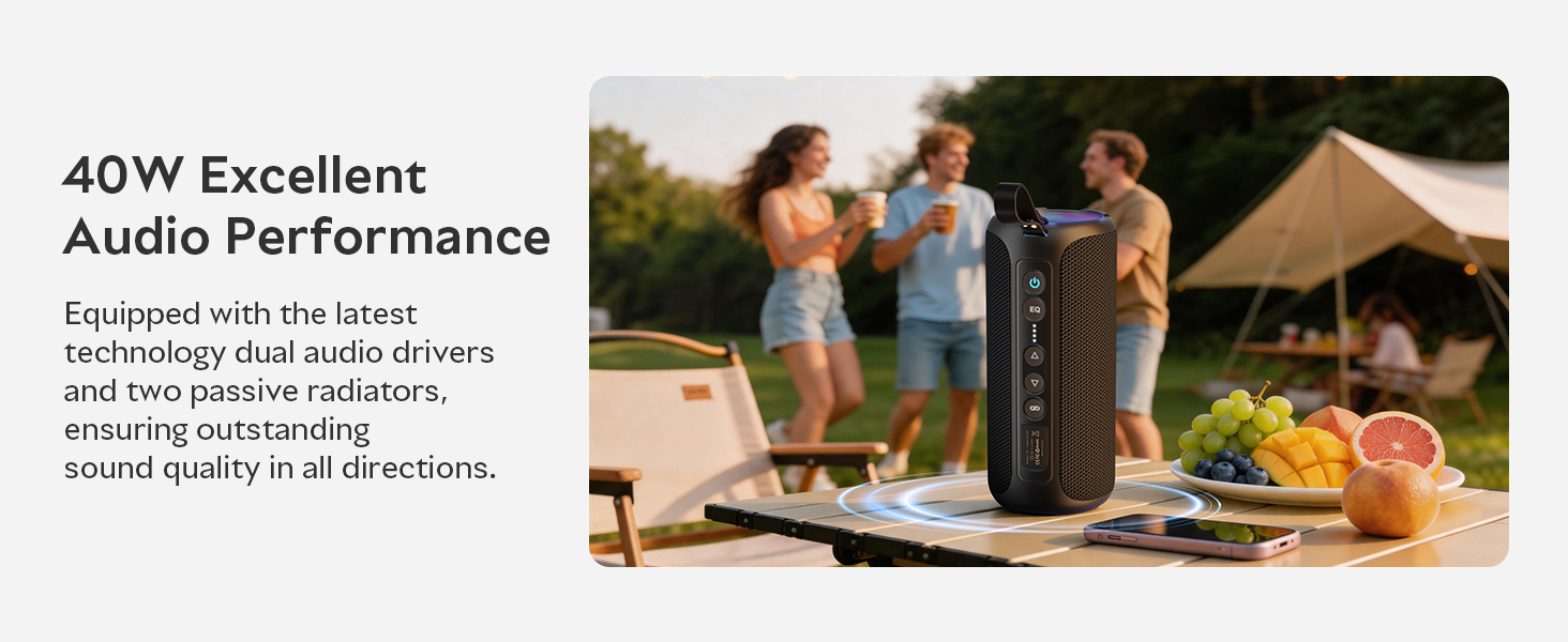 40w portable bluetooth speaker with loud sound