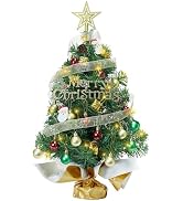 Small Mini Table top Christmas Tree with 50 LED Lights 24 Inch /2FT Little Prelit Christmas Tree ...