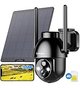 4G LTE Cellular Security Camera, No WiFi Security Camera with Built in SIM Card, Solar Security C...