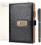 Nicpro Vintage Journal with Lock, A5 300 Pages Lockable Leather Diary for Adult, Refillable Writi...
