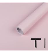 LXCREAT Pink Peel and Stick Wallpaper 17.71in×118in, Solid Color Contact Paper, Self Adhesive Wal...