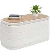 B FSOBEIIALEO Velvet Storage Ottoman with Tray, Folding Ottoman with Storage Coffee Table Shoes B...