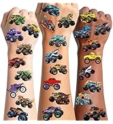 96 PCS Monster Truck Temporary Tattoos, Pre-Cut Racing Car Tattoo Stickers, Monster Truck Theme P...