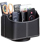 Remote Control Holder 360 Degrees Rotatable Desk Stationery Supply Organizer PU Leather Desktop S...