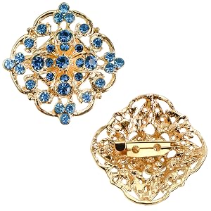 Flower Golden Brooches Pins, Small Shining Rhinestone