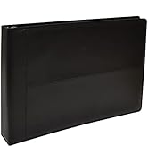 7 Ring Executive Check Binder with Zipper Pouch, Black Textured Premium Leatherette Cover, for 9 ...