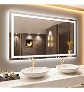 LOAAO 50"X30" LED Bathroom Mirror with Lights, Anti-Fog, Dimmable, Backlit + Front Lit, Lighted B...