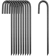 12 Inch Rebar Stakes Heavy Duty, 10 Pack Garden Stake J-Hook, Electrostatic Rust Proof Metal Stak...