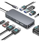USB C Hub, 10-in-1 Docking Station Dual Monitor with 4K HDMI, VGA, Fast Charging Port, USB 3.0 & ...