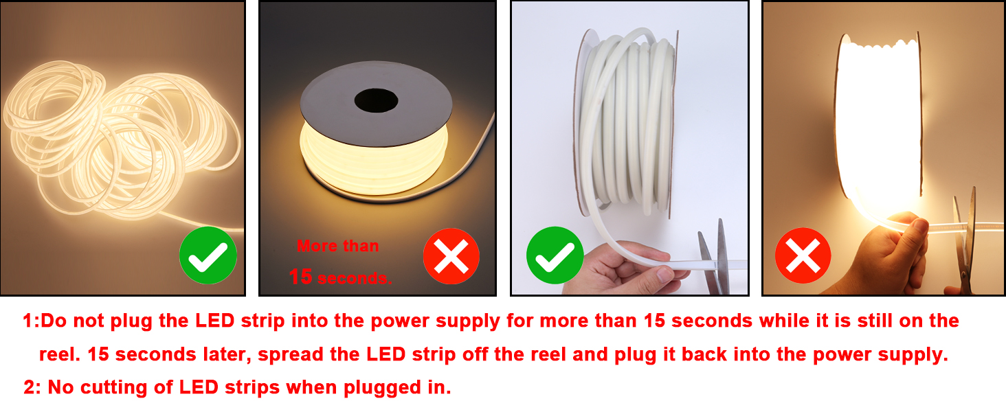 AC 110V COB LED Strip Light Outdoor Waterproof 65.6ft, LED Rope Light Flexible Cuttable for Bedroom