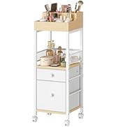 HOOBRO Makeup Organizer Cart, Floor Makeup Storage with Fabric Drawers, Mobile Vanity Organizer, ...