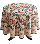 patdrea Designer Floral Linen Table Cloth Durable Breathable Tabletop Cover Dacorative Kitchen Di...