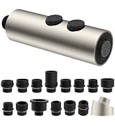 Metal Pull Down Kitchen Faucet Head Replacement with 15 Adapters, Pull Out Sink Spray Head, 2 Fun...