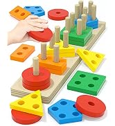 Yetonamr Montessori Toys for 1 2 3 Years Old Boys Girls, Wooden Sorting & Stacking Toys for Toddl...