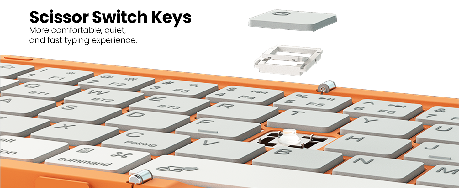 Scissor Switch Keys, more comfortable, quiet,and fast typing experience.