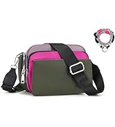 Cross body Purse Nylon Quilted Crossbody Bags for Women, Small Shoulder Handbag multi pocket purs...