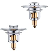 Universal Bathroom Sink Stopper - 2 Pack Chrome Silver Pop Up Drain Stopper for 1.06"-1.65" Basin...