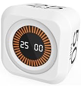 MOSTRUST Rotating Cube Pomodoro Timer 5, 25, 10, 50 Min Preset + Custom Countdown, Desk Productiv...