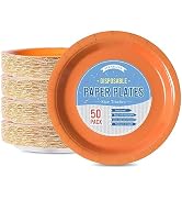 Tyzarglef Disposable Paper Plates Orange, 50 Count 7” Dessert Cake Plates Bulk for Party Supplies...